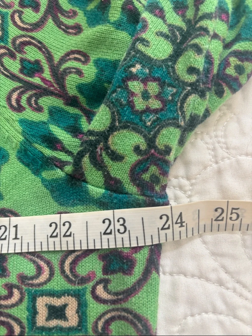 Isaac Mizrahi Live™️ size Large green paisley look button down cardigan - Picture 7 of 10